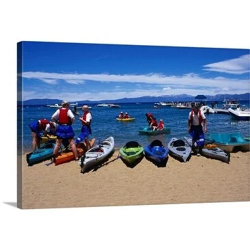 Christina Lease Premium Thick-Wrap Canvas entitled Kayak expedition getting ready to depart. United States, California,