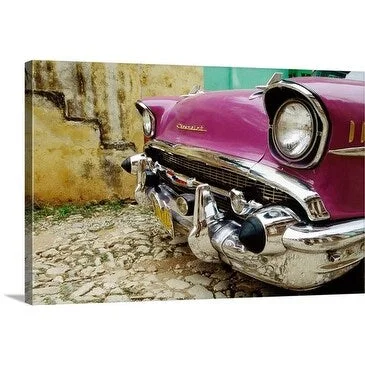 Christopher P Baker Premium Thick-Wrap Canvas entitled Vintage car headlights, Cuba