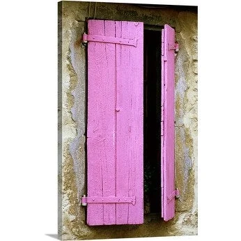 David Tomlinson Premium Thick-Wrap Canvas entitled Pink shutters, Minerve, Languedoc-Roussillon, France