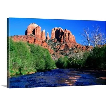 David Tomlinson Premium Thick-Wrap Canvas entitled Red Rock formations over river, Sedona, Arizona, USA