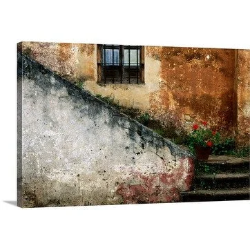 Douglas Steakley Premium Thick-Wrap Canvas entitled Stone building exterior with steps in Mexico, Patzcuaro