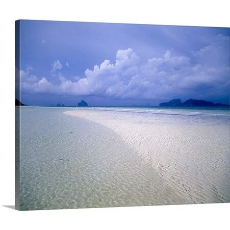 Feargus Cooney Premium Thick-Wrap Canvas entitled Crystal clear water on a beach under blue skies