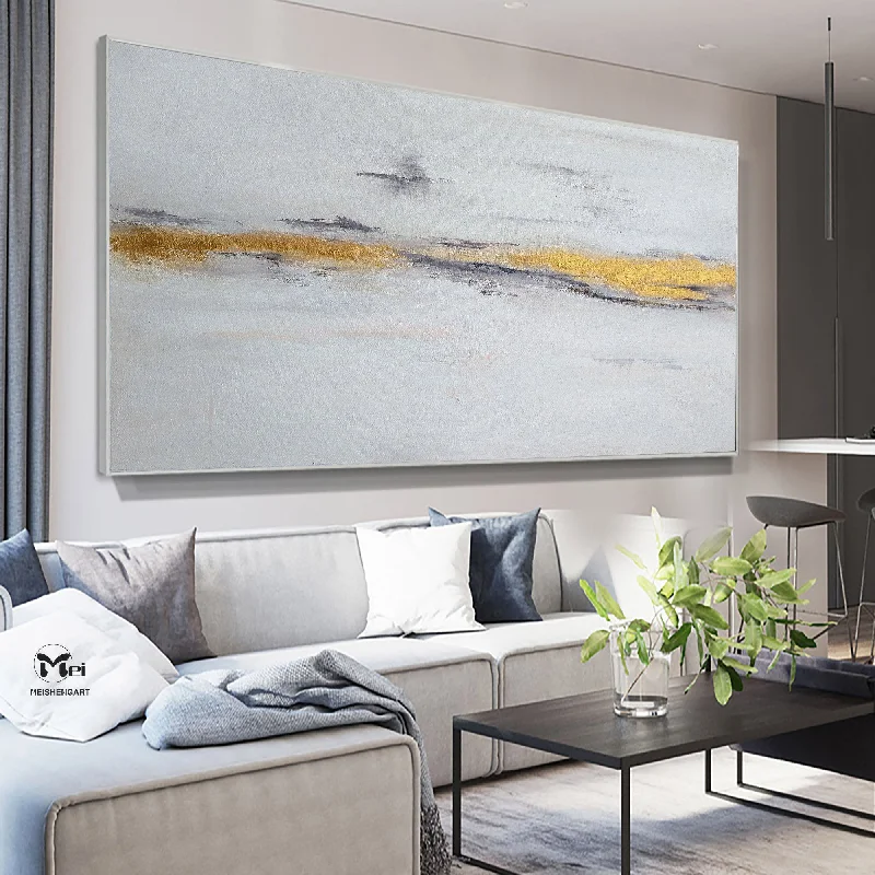 Gold And Gray Abstract Painting Contemporary Art Gold Leaf Art Kp013