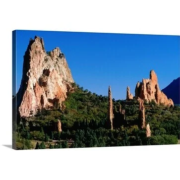 Holger Leue Premium Thick-Wrap Canvas entitled Rock formations on a hill, Colorado Springs, Colorado, USA