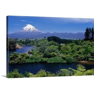 Holger Leue Premium Thick-Wrap Canvas entitled Tropical landscape with a snowy mountain in the distance, North Island,