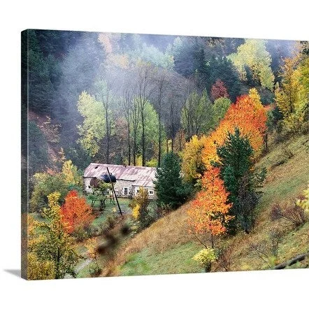 Izzet Keribar Premium Thick-Wrap Canvas entitled Building in Turkey surrounded by Autumn colored trees