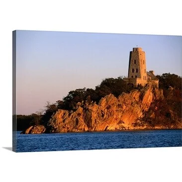 John Elk Premium Thick-Wrap Canvas entitled Tower in Lake Murray State Park at sunset