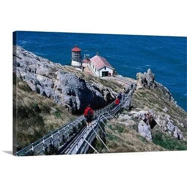 Judy Bellah Premium Thick-Wrap Canvas entitled Steps leading down to Point Reyes Lighthouse