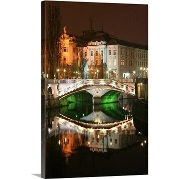 Lonely Planet Premium Thick-Wrap Canvas entitled Triple Bridge, Ljubljana, Slovenia, Europe