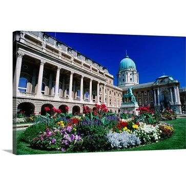 Paolo Cordelli Premium Thick-Wrap Canvas entitled Colorful flower garden outside of a Palace in Hungary