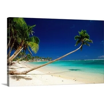 Peter Hendrie Premium Thick-Wrap Canvas entitled Plam tree on a beach, Matautu, Samoa, Pacific