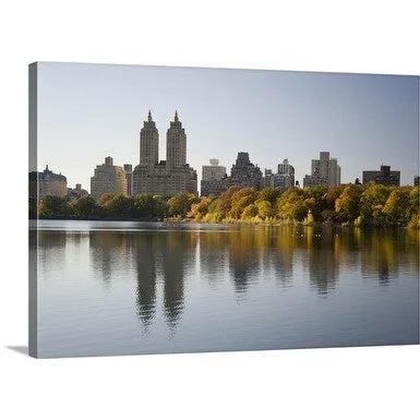 Premium Thick-Wrap Canvas entitled Autumn foliage around the Central Park reservoir, Manhattan, New York