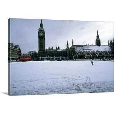 Premium Thick-Wrap Canvas entitled Big Ben in the snow, Westminster, London, England.