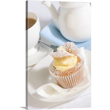 Premium Thick-Wrap Canvas entitled Butterfly Cupcake and tea