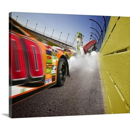 Premium Thick-Wrap Canvas entitled Car accident at Racetrack