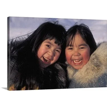 Premium Thick-Wrap Canvas entitled Inupiat girls of the Nunamiut people, Anaktuvuk, Alaska