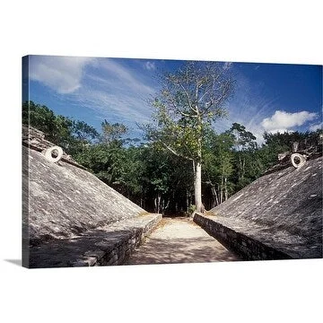 Premium Thick-Wrap Canvas entitled Ruins of ball game building in Mayan ruins of Kohunlich. Yucatan, Mexico