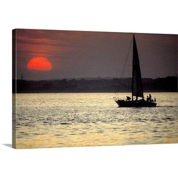 Premium Thick-Wrap Canvas entitled Sailing at sunset, Cowes, Isle Of Wight, England.