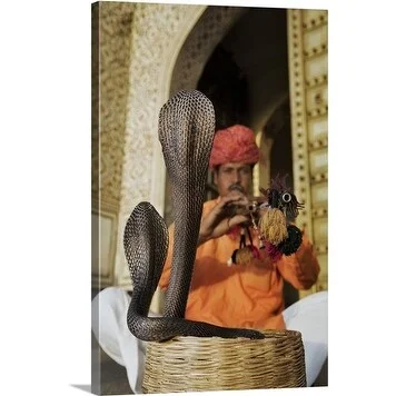 Premium Thick-Wrap Canvas entitled Snake charmer in front of the City Palace Complex in Jaipur. India