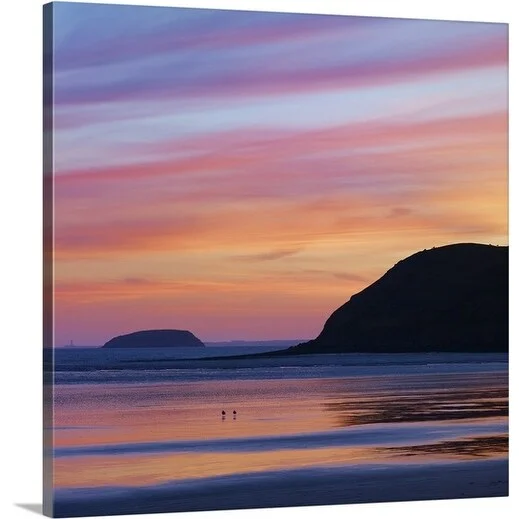 Premium Thick-Wrap Canvas entitled Sunset on the shore, Somerset, England