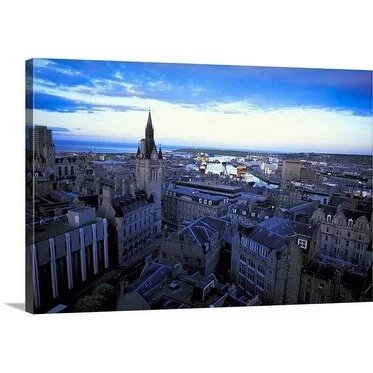 Premium Thick-Wrap Canvas entitled View over city, Aberdeen, Grampian, Scotland.