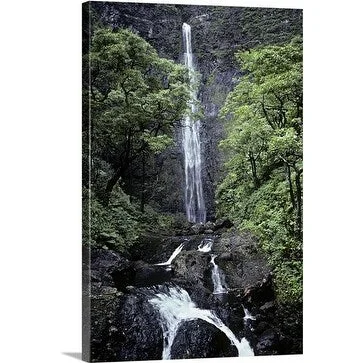 Premium Thick-Wrap Canvas entitled Waterfall on Na Pali coast, Kauai, Hawaii, USA