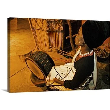 Premium Thick-Wrap Canvas entitled Xhosa woman drummer. Lesedi Cultural Village near Johannesburg, South Africa