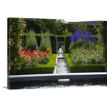 Premium Thick-Wrap Canvas entitled Yew-enclosed 'secret' garden housing springs and water features