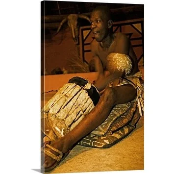 Premium Thick-Wrap Canvas entitled Zulu drummer. Lesedi Cultural Village near Johannesburg, South Africa