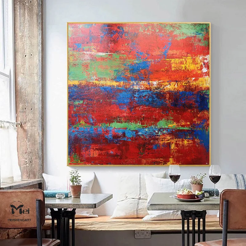 Red Painting On Canvas Large Colorful Contemporary Art Kp025