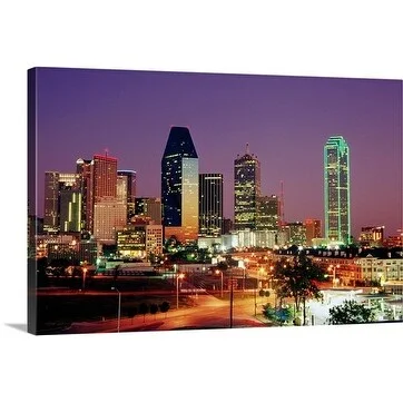 Richard Cummins Premium Thick-Wrap Canvas entitled City Skyline at Night, Dallas, Texas, USA