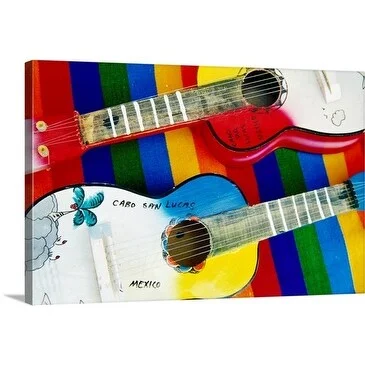 Richard Cummins Premium Thick-Wrap Canvas entitled Colorful guitars, Cabo San Lucas, Mexico