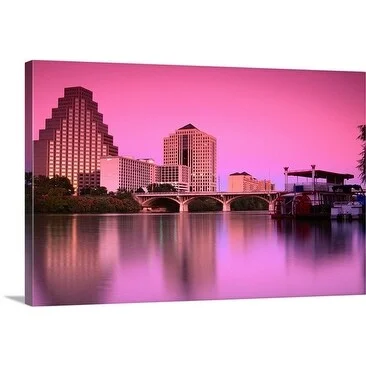 Richard Cummins Premium Thick-Wrap Canvas entitled Skyline reflection, Austin, Texas, USA