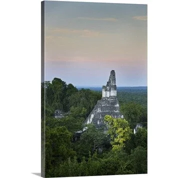 Sean Caffrey Premium Thick-Wrap Canvas entitled Mayan ruin amid lush foliage, El Peten, Tikal, Guatemala