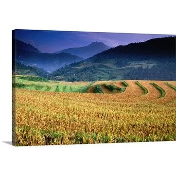 Stu Smucker Premium Thick-Wrap Canvas entitled Field and Mountains, Sapa, Lao Cai, Vietnam, South-East Asia