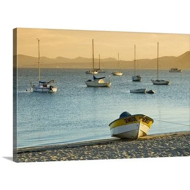 Witold Skrypczak Premium Thick-Wrap Canvas entitled Beach view of boats, Baja California Sur, La Paz, Mexico