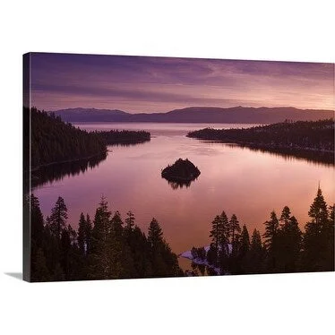 Witold Skrypczak Premium Thick-Wrap Canvas entitled Sunset over the lake, California, Lake Tahoe